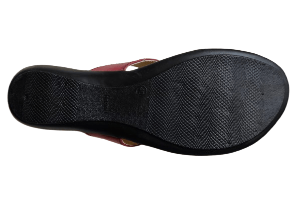 Women's Red Slip-On Flats with Synthetic Upper and Rubber Sole