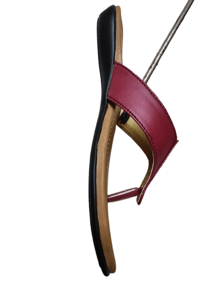 Women's Red Slip-On Flats with Synthetic Upper and Rubber Sole