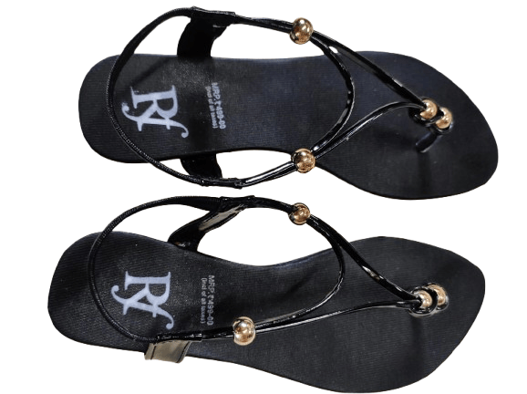 Black Beaded Strap Sandals