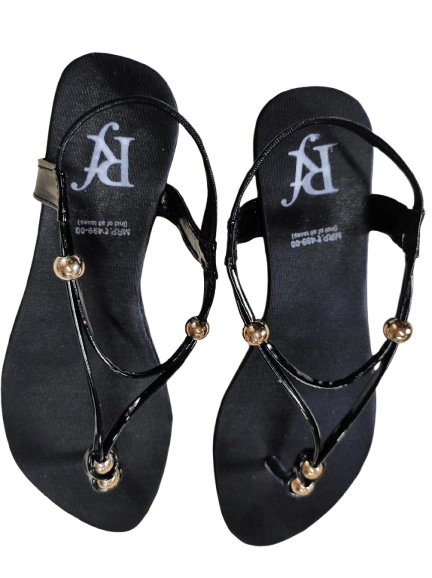 Black Beaded Strap Sandals