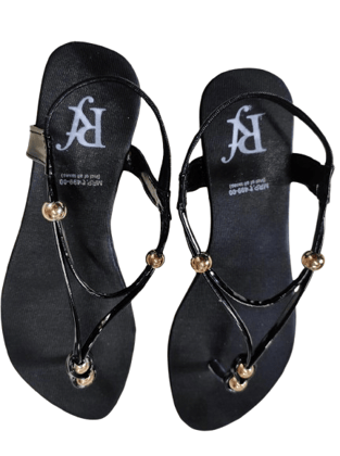 Black Beaded Strap Sandals