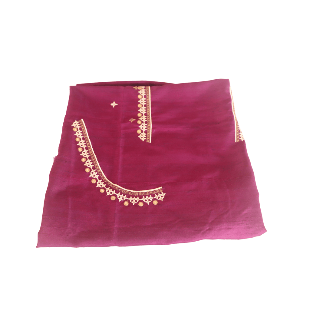 Embroidered Blouse Piece With Zari Work For Women - Maroon