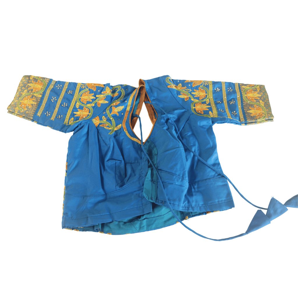 Blue blouse with intricate zari and stone embroidery work