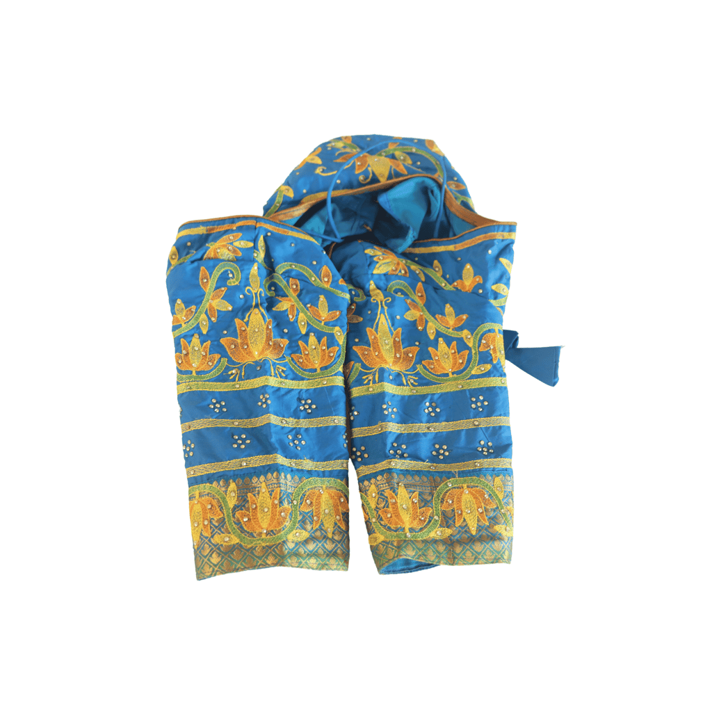Blue blouse with intricate zari and stone embroidery work