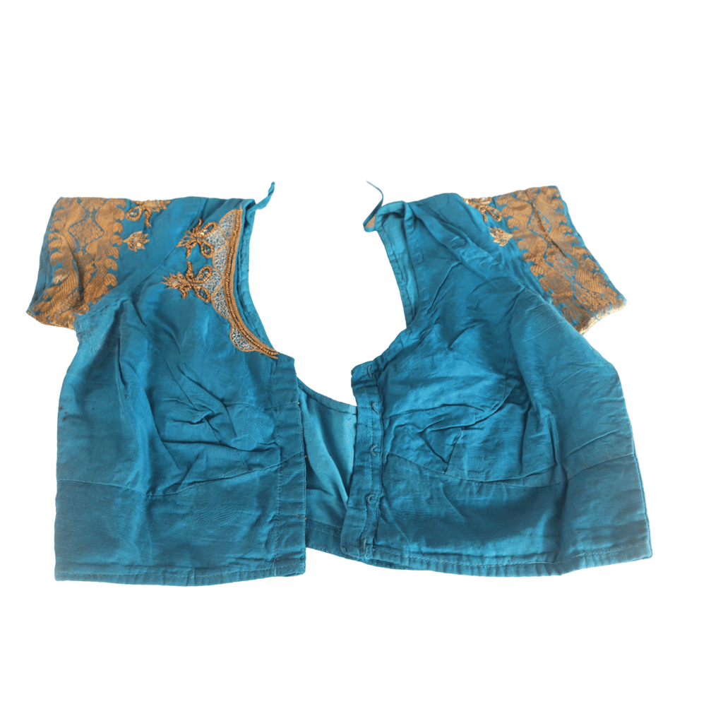 Seafoam Green Hand Embroidered Blouse With Zari and Stone Work