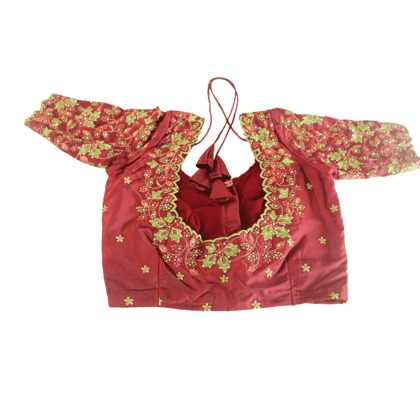 Maroon Color Embroidery Work Readymade Saree Blouse