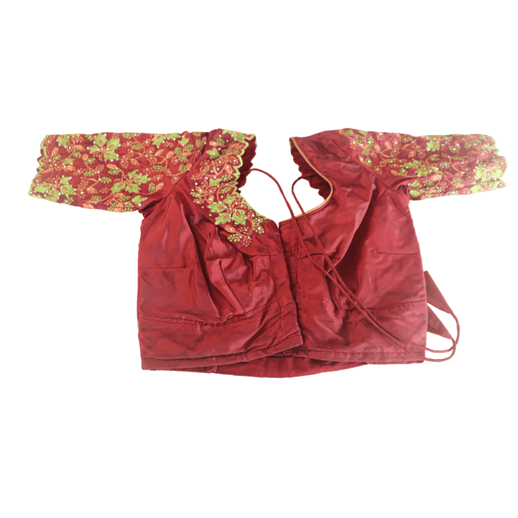 Maroon Color Embroidery Work Readymade Saree Blouse
