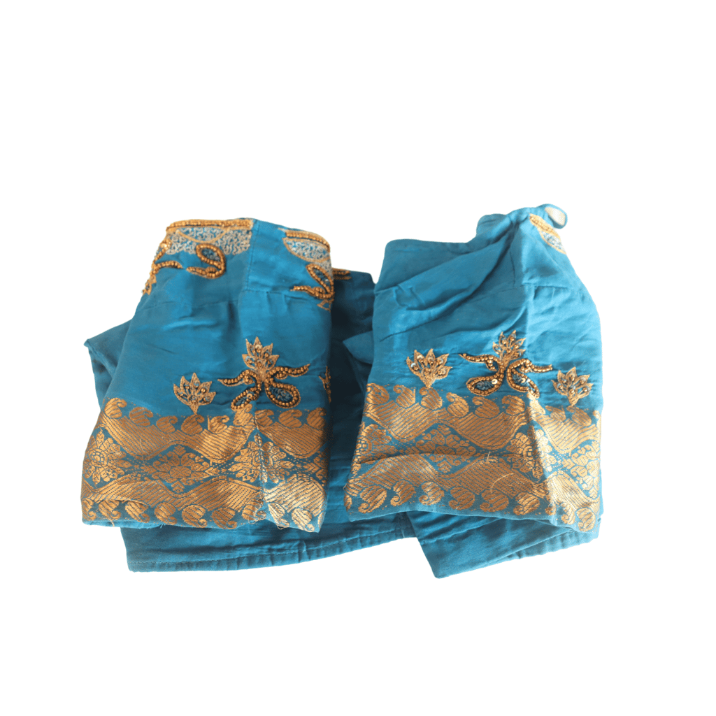 Seafoam Green Hand Embroidered Blouse With Zari and Stone Work