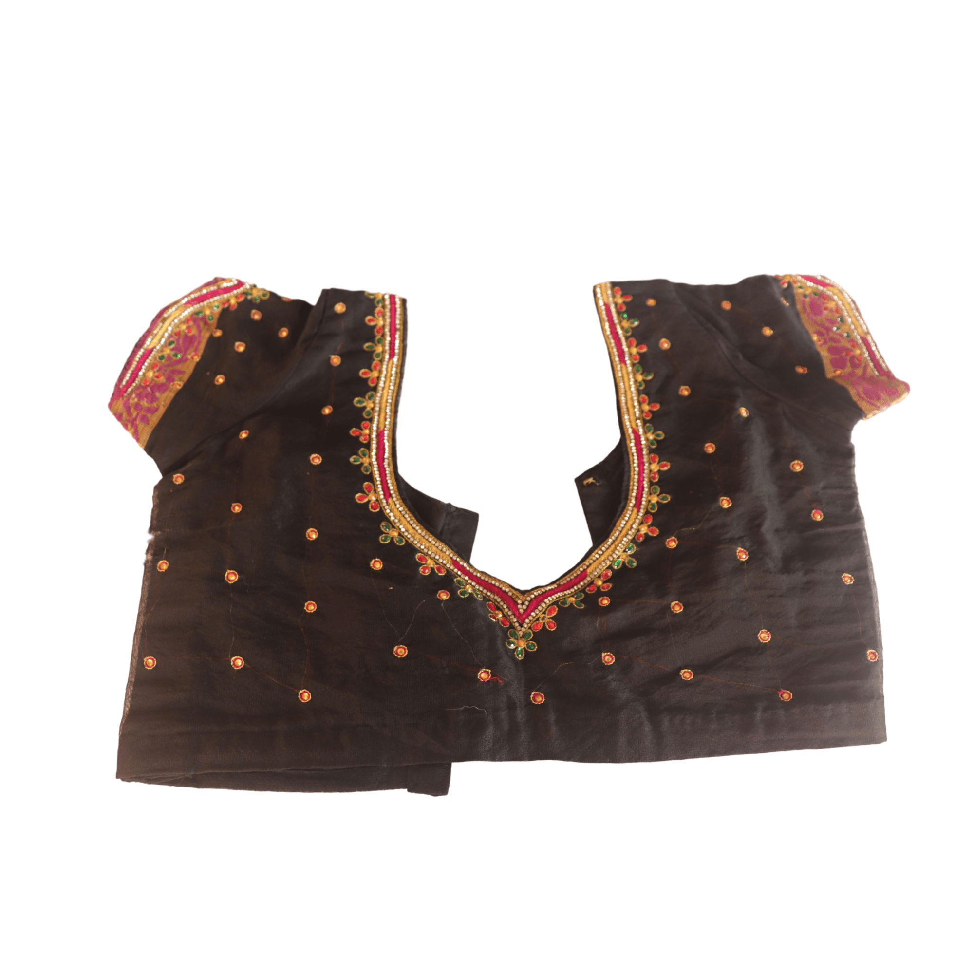 Black Hand Embroidered Blouse With Zari And Stone Work