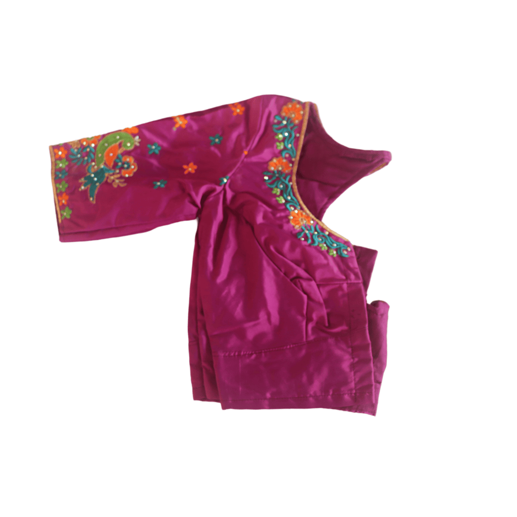 Pink Color Embroidery Work Readymade Blouse For Women