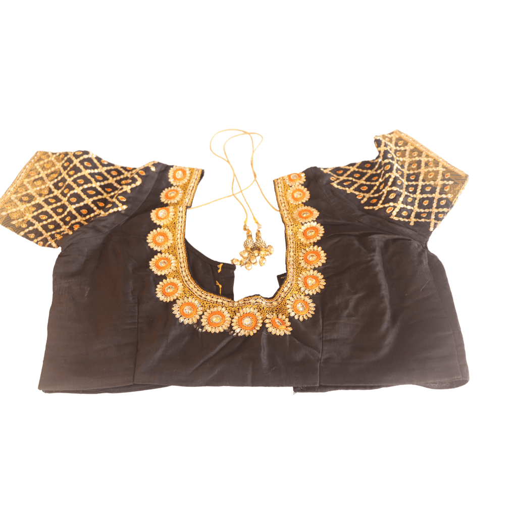 Black Georgette Blouse With Zari And Stone Work