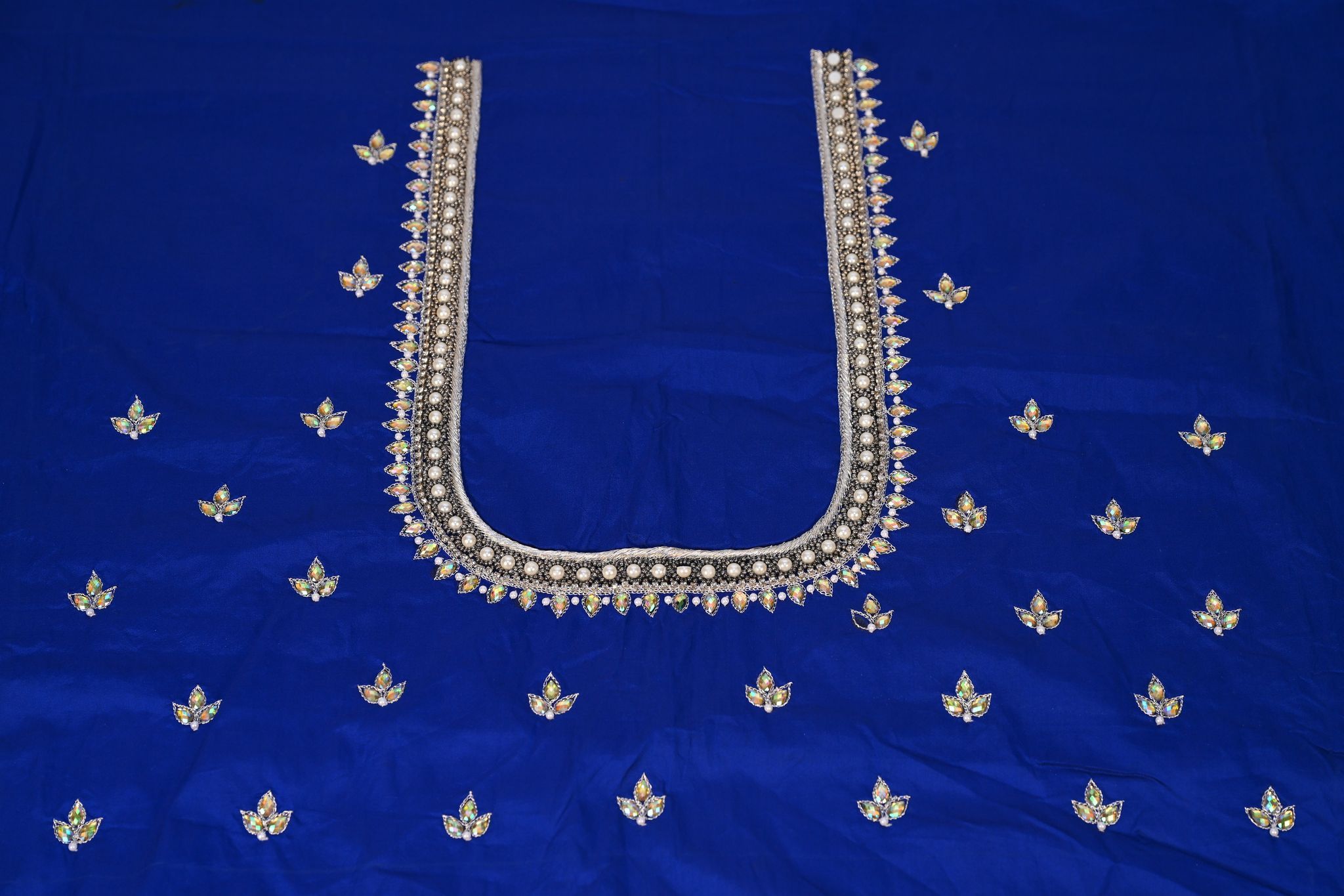 Hand Embroidered Blouse Design With Zardosi And Pearl