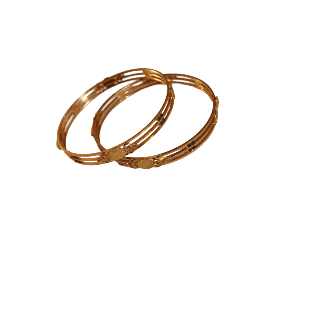 22K Yellow Gold Bangles with Ruby and Emerald Stones for Women