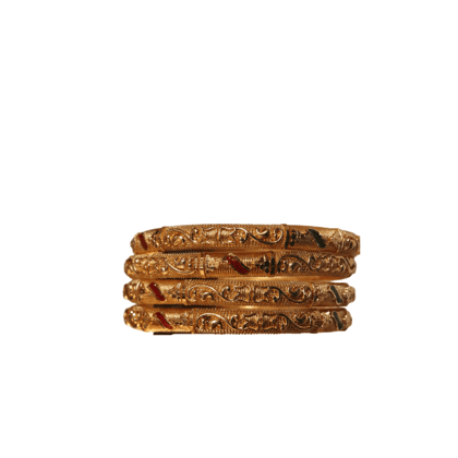 Gold Plated Traditional Indian Bangle Set for Women - Set of 4