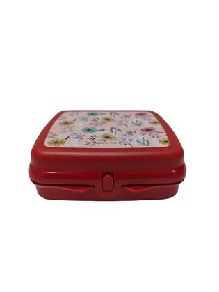 Tupperware Sandwich Keeper, Floral Design, Red