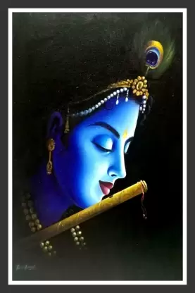 Lord Krishna playing flute | Original handmade acrylic painting | Wall art | Home decor