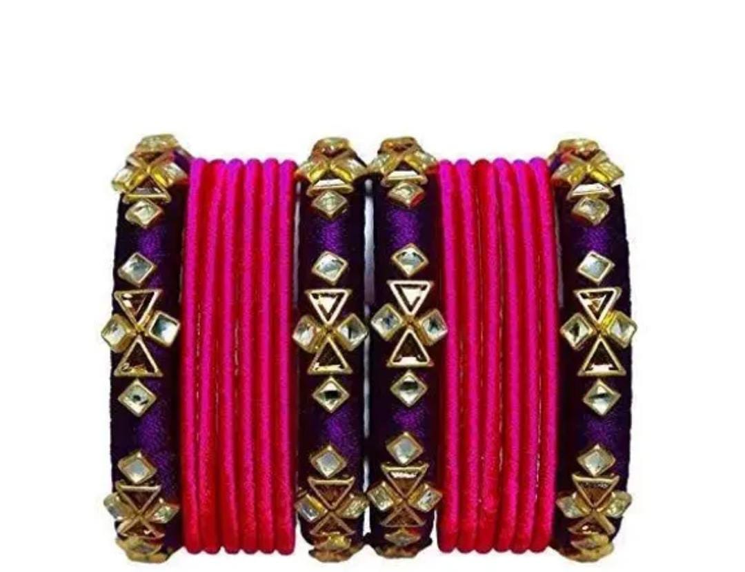Buy  Multicolor Silk Thread Bangles Set for Women Online at Best Price in India