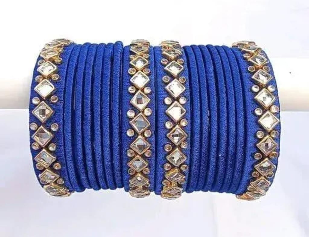 Silk thread bangles, Blue bangles,