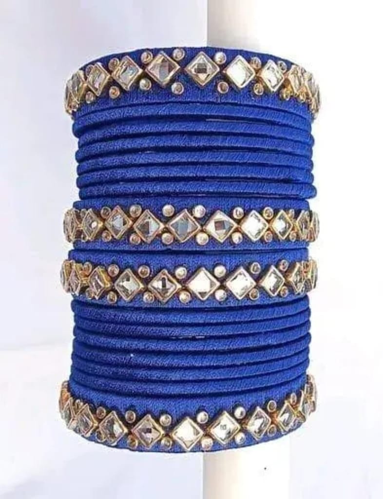 Silk thread bangles, Blue bangles,