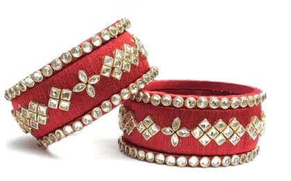 Red and White Kundan Bangles Set for Women - Perfect for Weddings and Festivals