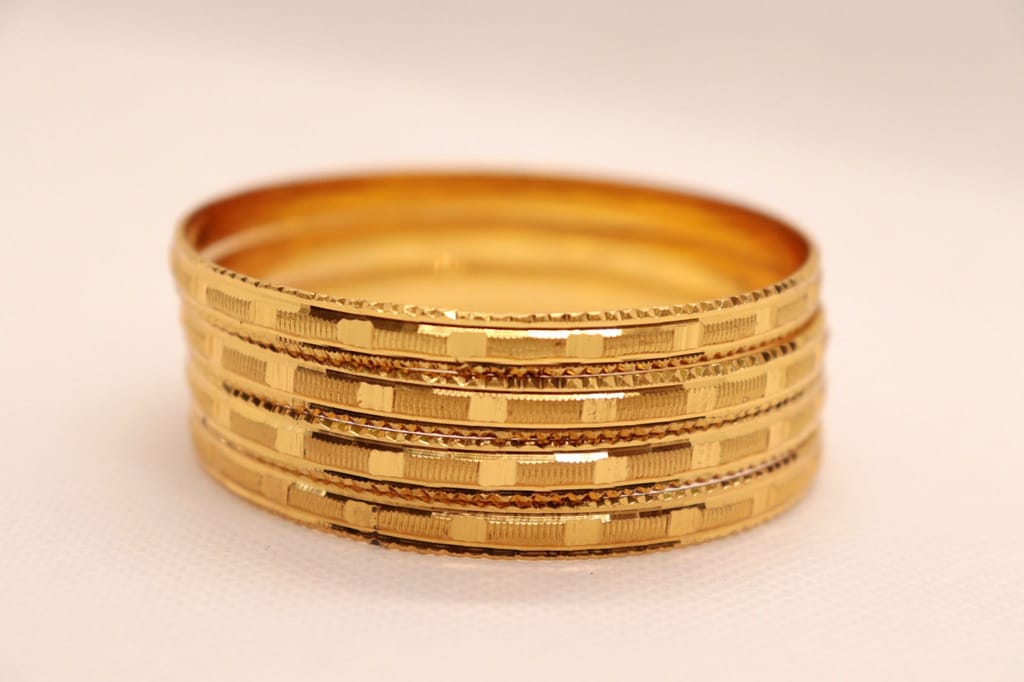 Gold Plated Designer Bangle Set for Women - Set of 6 - Bangles & Bracelets | Buy online on ZillyBuy