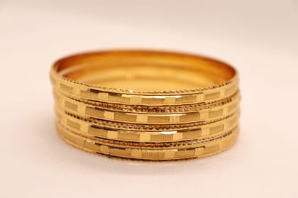 Gold Plated Designer Bangle Set for Women - Set of 6