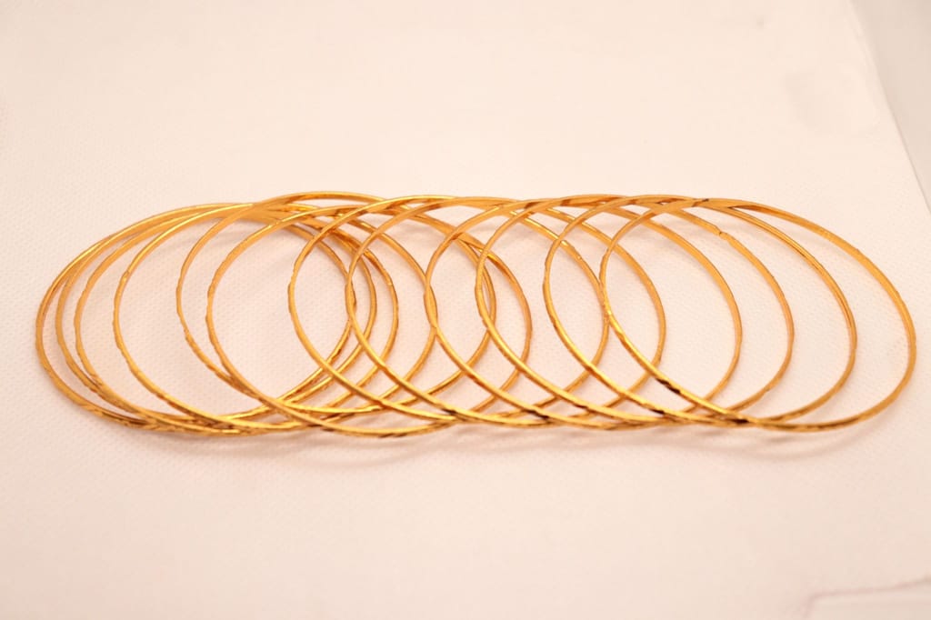 Gold Plated Textured Bangle Set of 6