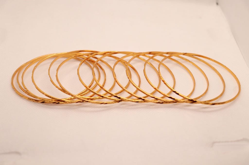 Gold Plated Textured Bangle Set of 6