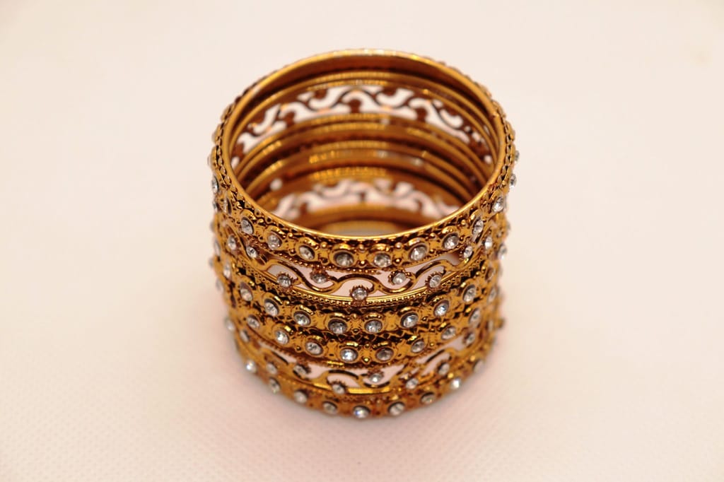 Gold Plated Kundan Bangles Set of 4 for Women