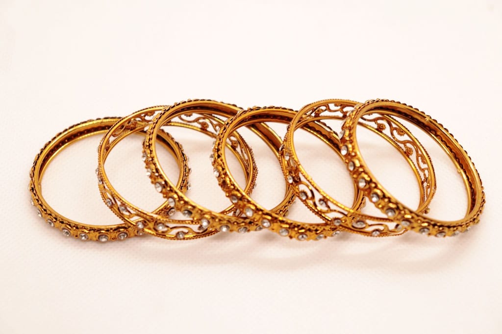 Gold Plated Kundan Bangles Set of 4 for Women