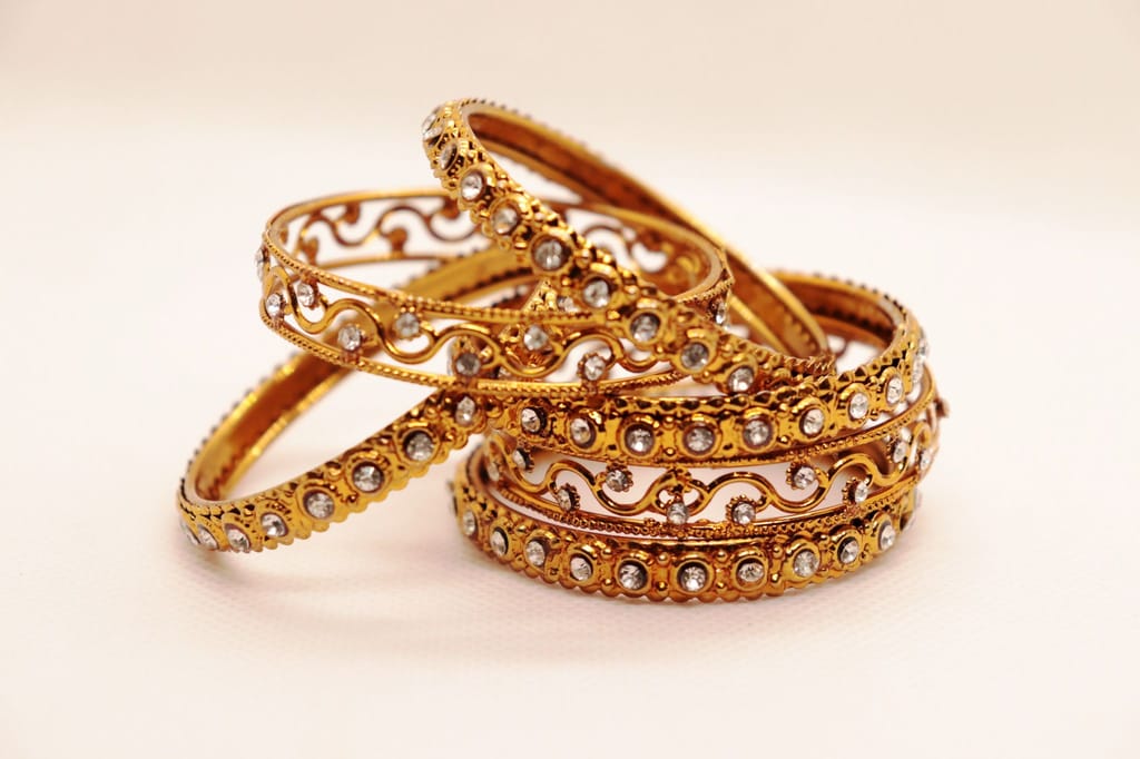 Gold Plated Kundan Bangles Set of 4 for Women