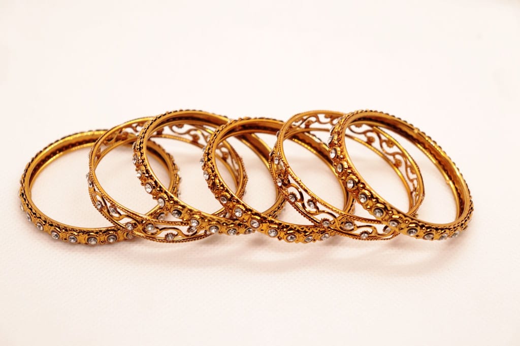 Gold Plated Kundan Bangles Set of 4 for Women