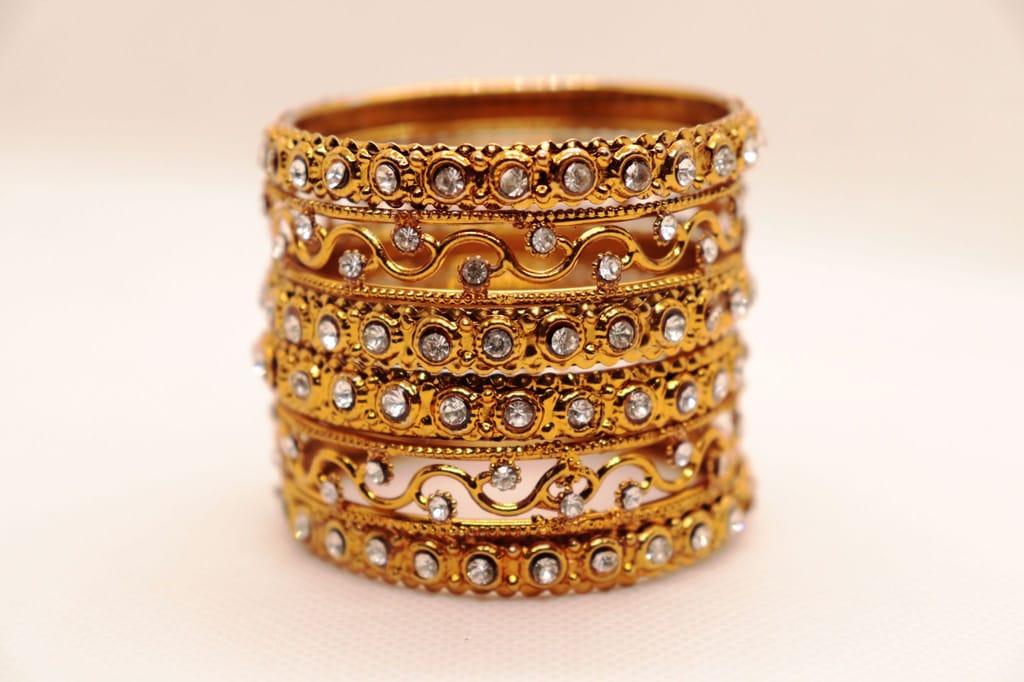 Gold Plated Kundan Bangles Set of 4 for Women