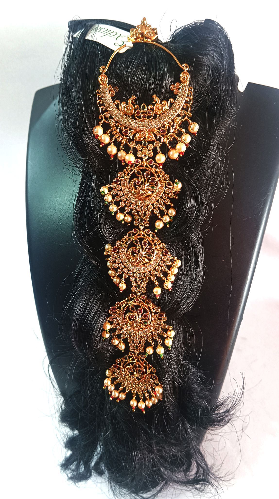 Pearl and gold plated traditional Indian hair accessory for women