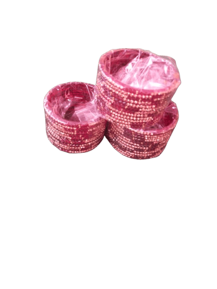 Maroon Glass Bangle Set with Rhinestone for Women's