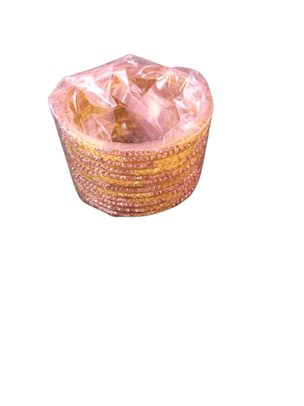 Treditional Mustard Yellow Glass Bangles of Rain stones for Women's