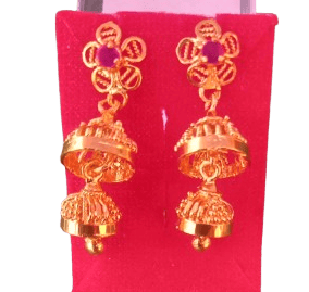 One Gram Gold Plated Traditional Indian Jhumka Earrings For Women - Earrings | Buy online on ZillyBuy