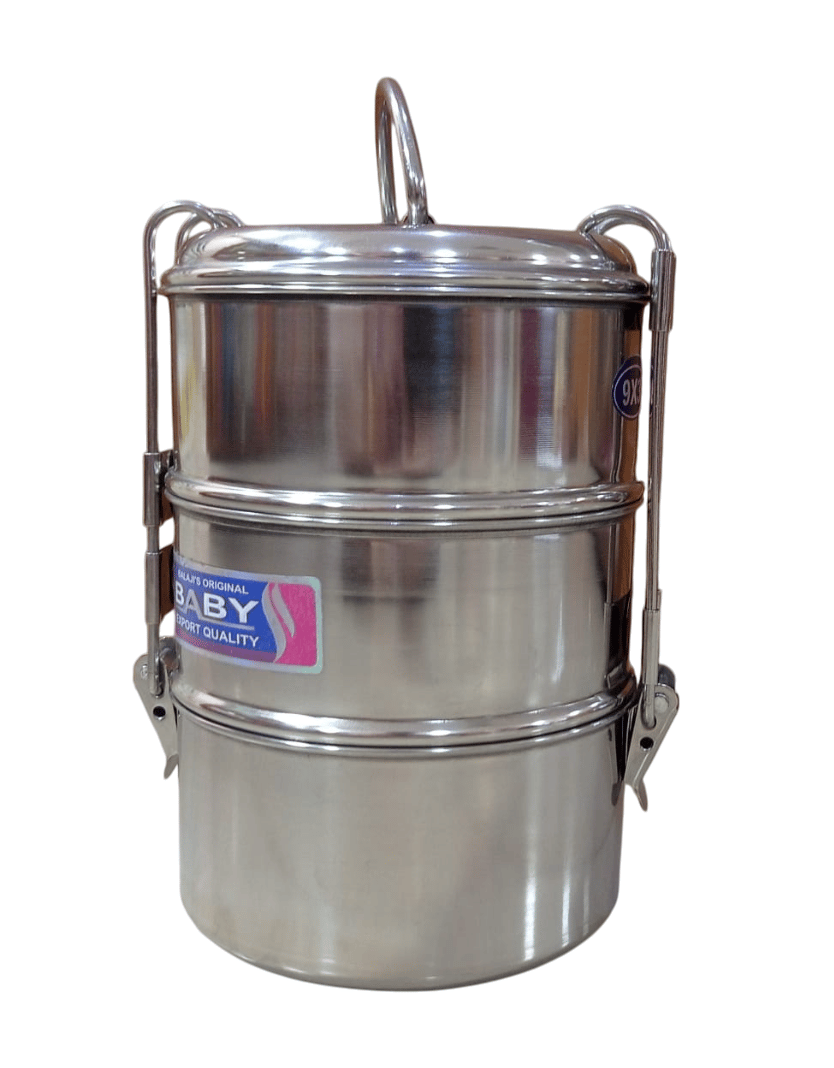 Stainless Steel Lunch Box with 3 Containers and Carrying Handleainers