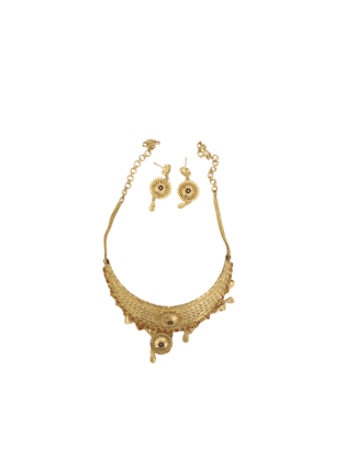 Gold-plated traditional Indian choker necklace set with earrings for women