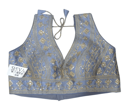 Women's Embroidered V-Neck Sleeveless Blouse Crop Top