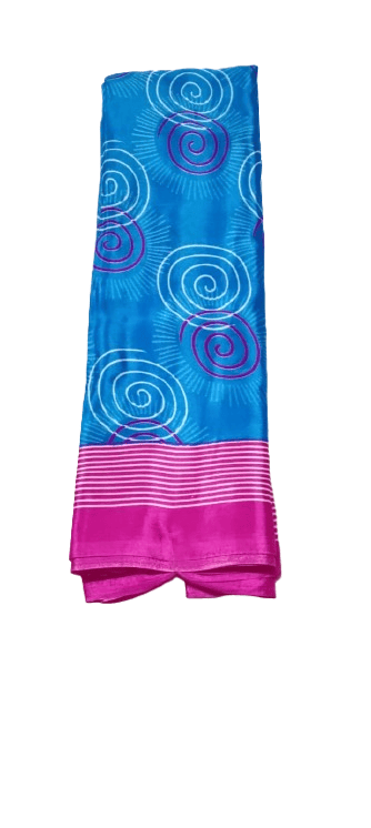 Blue and Pink Printed Saree With Blouse Piece