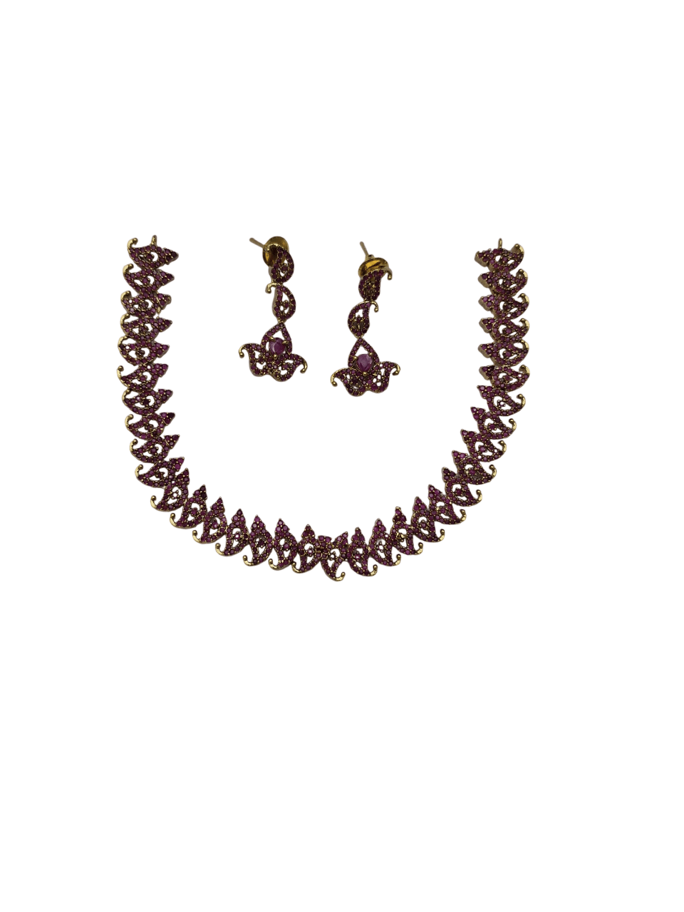 Buy Indian Traditional Gold Plated Ruby Stone Necklace Set Online at Best Price