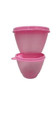 Set of 2 Pink Tupperware Bowls with Lids Microwave and Dishwasher Safe