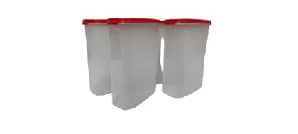 Tupperware Set of 4 Airtight Food Storage Containers with Red Lids