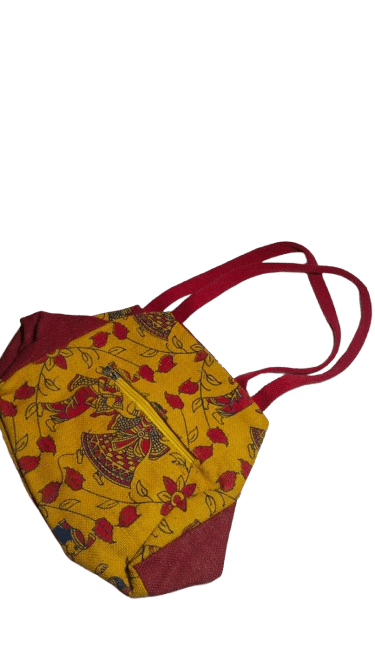 Handcrafted Ethnic Indian Jute Tote Bag with Colorful Embroidery and Mirror Work