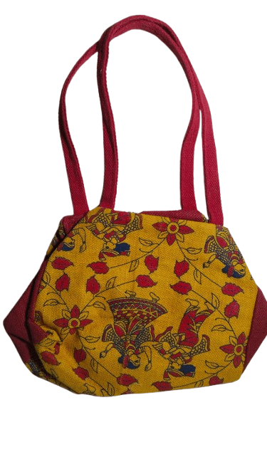 Handcrafted Ethnic Indian Jute Tote Bag with Colorful Embroidery and Mirror Work