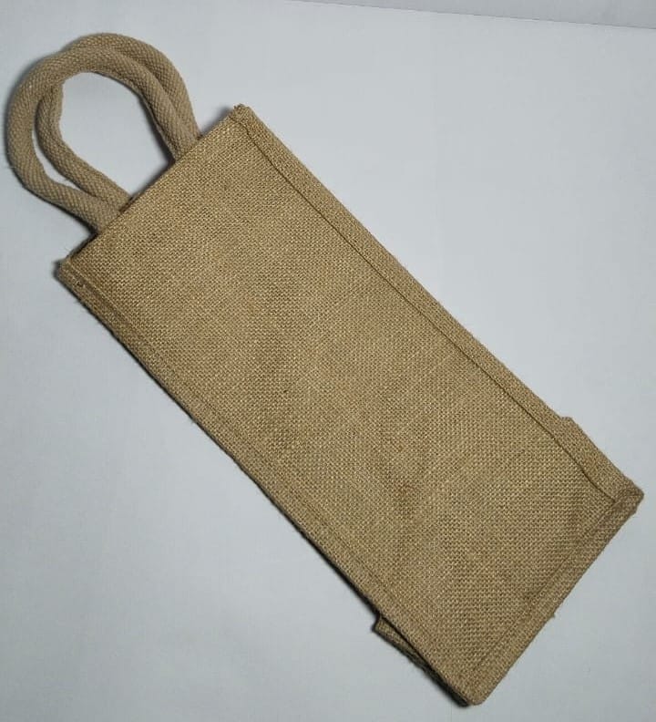 Natural Jute Bottle Bag with Cotton Drawstring