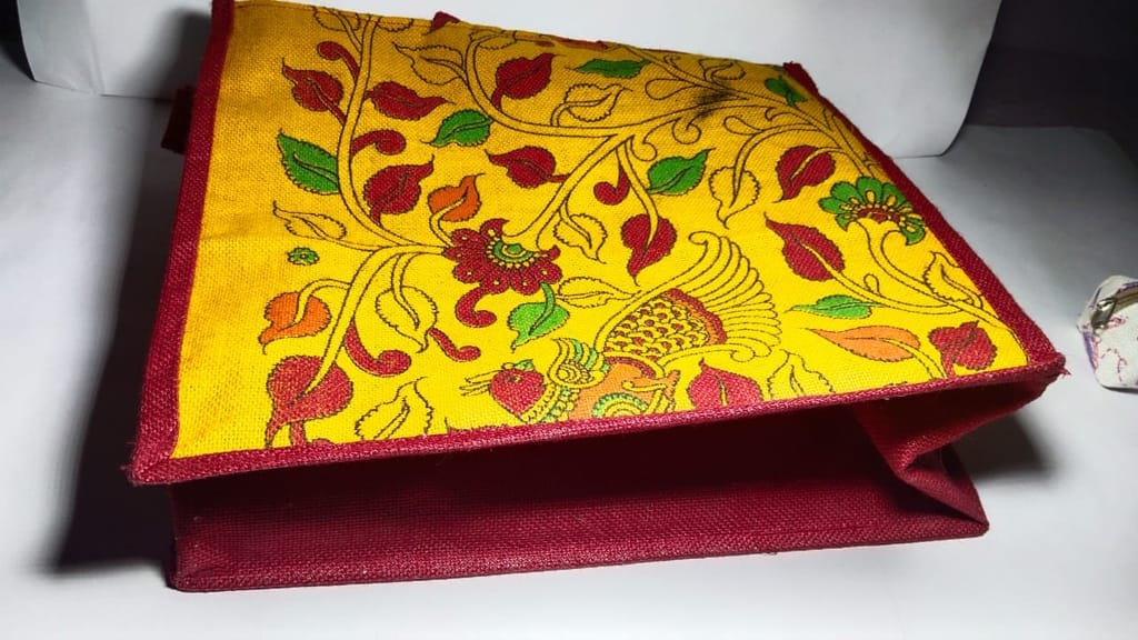 Jute Bag with Kalamkari Tree of Life Motif