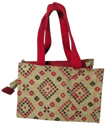 Stylish and Eco-friendly Jute Tote Bag with Red Handles
