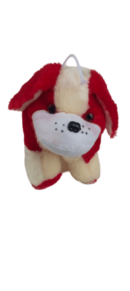 Red and White Bulldog Stuffed Animal - 8 Inches